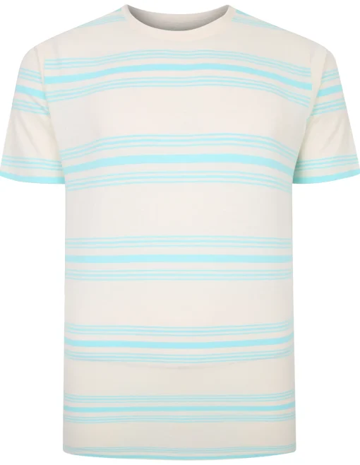 Fashion Bigdude Pure Cotton Striped T-Shirt Cream T-shirts