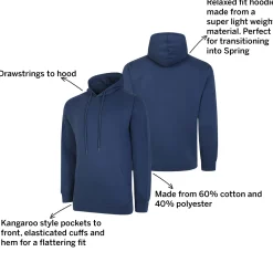 Best Bigdude Relaxed Fit Lightweight Hoody Denim Tall Hoodies