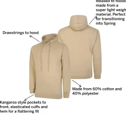 Discount Bigdude Relaxed Fit Lightweight Hoody Sand Tall Hoodies