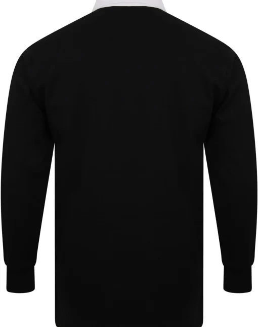 Outlet Bigdude Rugby Style Long Sleeve Polo Shirt Black Polo Shirts