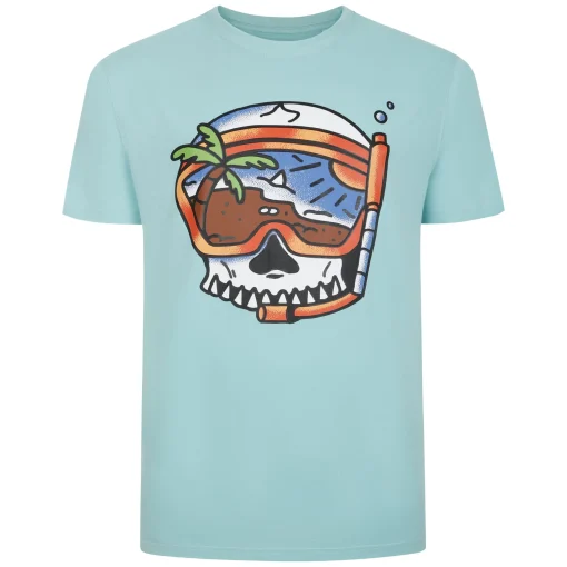 Outlet Bigdude Scuba Skull Print Pyjama Set Turquoise Pajama Sets|Pajamas