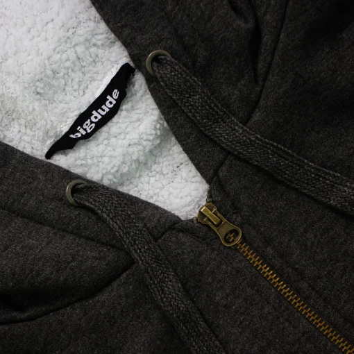 Sale Bigdude Sherpa Lined Zip Hoody Charcoal Hoodies