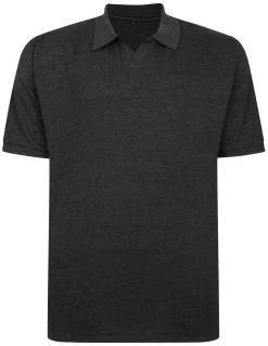 Best Bigdude Soft Jersey Cuban Collar Polo Shirt Charcoal Tall Polo Shirts