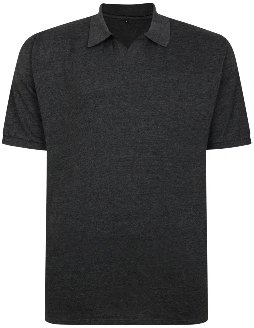 Best Bigdude Soft Jersey Cuban Collar Polo Shirt Charcoal Tall Polo Shirts