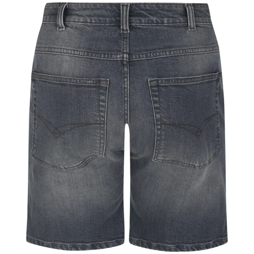 Fashion Bigdude Stretch Denim Shorts With Whiskers Grey Wash Shorts