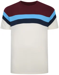 Clearance Bigdude Striped Colour Block T-Shirt Burgundy Tall T-shirts