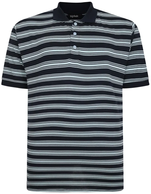 Best Bigdude Striped Jersey Polo Navy Polo Shirts
