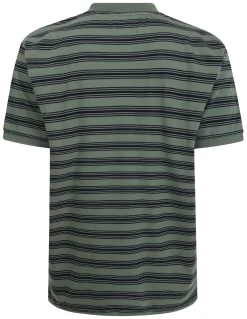 Clearance Bigdude Striped Jersey Polo Sage Green Tall Polo Shirts