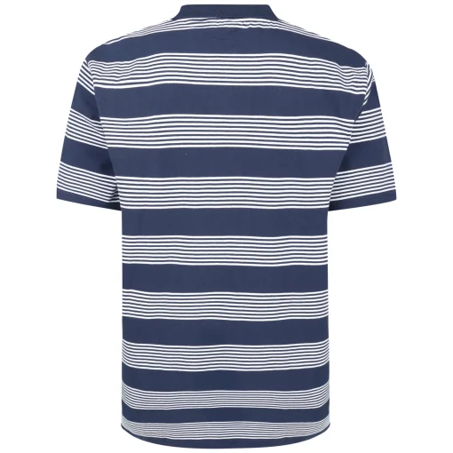 Online Bigdude Striped Relaxed Collar Polo Navy/White Polo Shirts