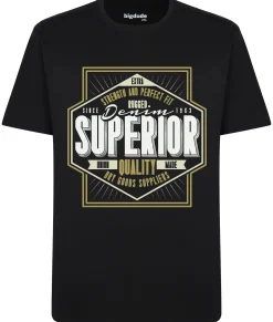 Outlet Bigdude Superior Print T-Shirt Black T-shirts
