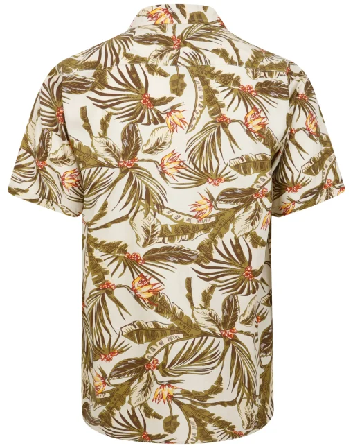 New Bigdude Tropical Trees Viscose Relaxed Collar Shirt White Tall Casual Shirts