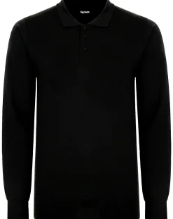 Clearance Bigdude Twin Pack Long Sleeve Polos Black/Navy Tall Polo Shirts