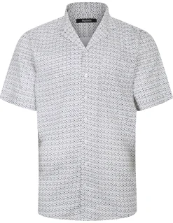 Best Bigdude Waves Viscose Relaxed Collar Shirt White Casual Shirts