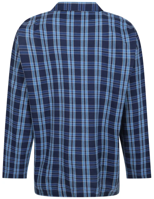Best Bigdude Woven Checked PJ Set Long Navy/Blue Pajama Sets|Pajamas
